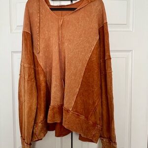 J Her Cotton Terry Oversized Orange Hoodie